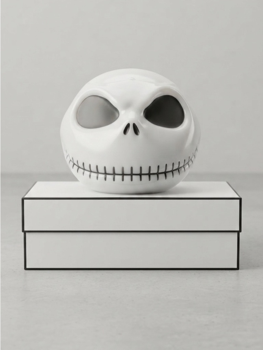 White Ceramic Skull Decorative Jar - Home Kitchen Popcorn Container